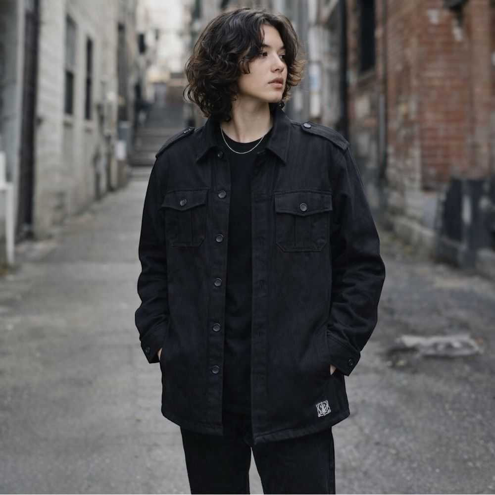 MXM Men's Black Military Field Jacket